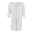 Vestido Bruna Curto Manga 3/4 e Renda Guipir no Decote