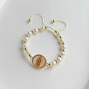 Pulseira Natural de Pérolas de Água Doce da Virgem Maria