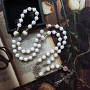 Terço Virgem Maria e Cristo Cruz Branco