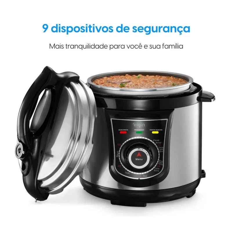 (PAGUE 1 LEVE 2) Panela de Pressão Elétrica 10 Funções – 840W | Segurança e Rapidez + BRINDE: Kit Utensílios