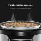 (PAGUE 1 LEVE 2) Panela de Pressão Elétrica 10 Funções – 840W | Segurança e Rapidez + BRINDE: Kit Utensílios
