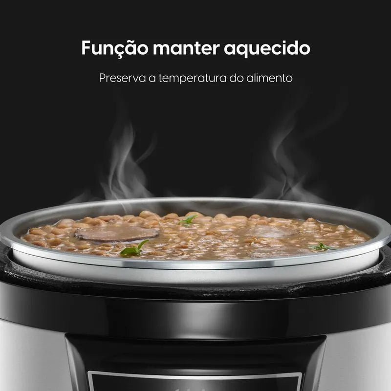 (PAGUE 1 LEVE 2) Panela de Pressão Elétrica 10 Funções – 840W | Segurança e Rapidez + BRINDE: Kit Utensílios