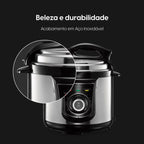 (PAGUE 1 LEVE 2) Panela de Pressão Elétrica 10 Funções – 840W | Segurança e Rapidez + BRINDE: Kit Utensílios