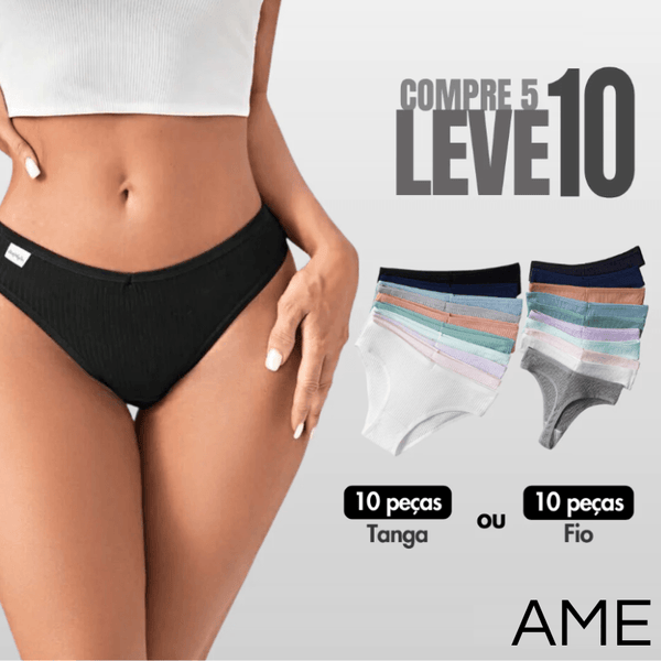 [COMPRE 5 LEVE 10] - Calcinha Comfort™ AntiBacteriana 100% Algodão