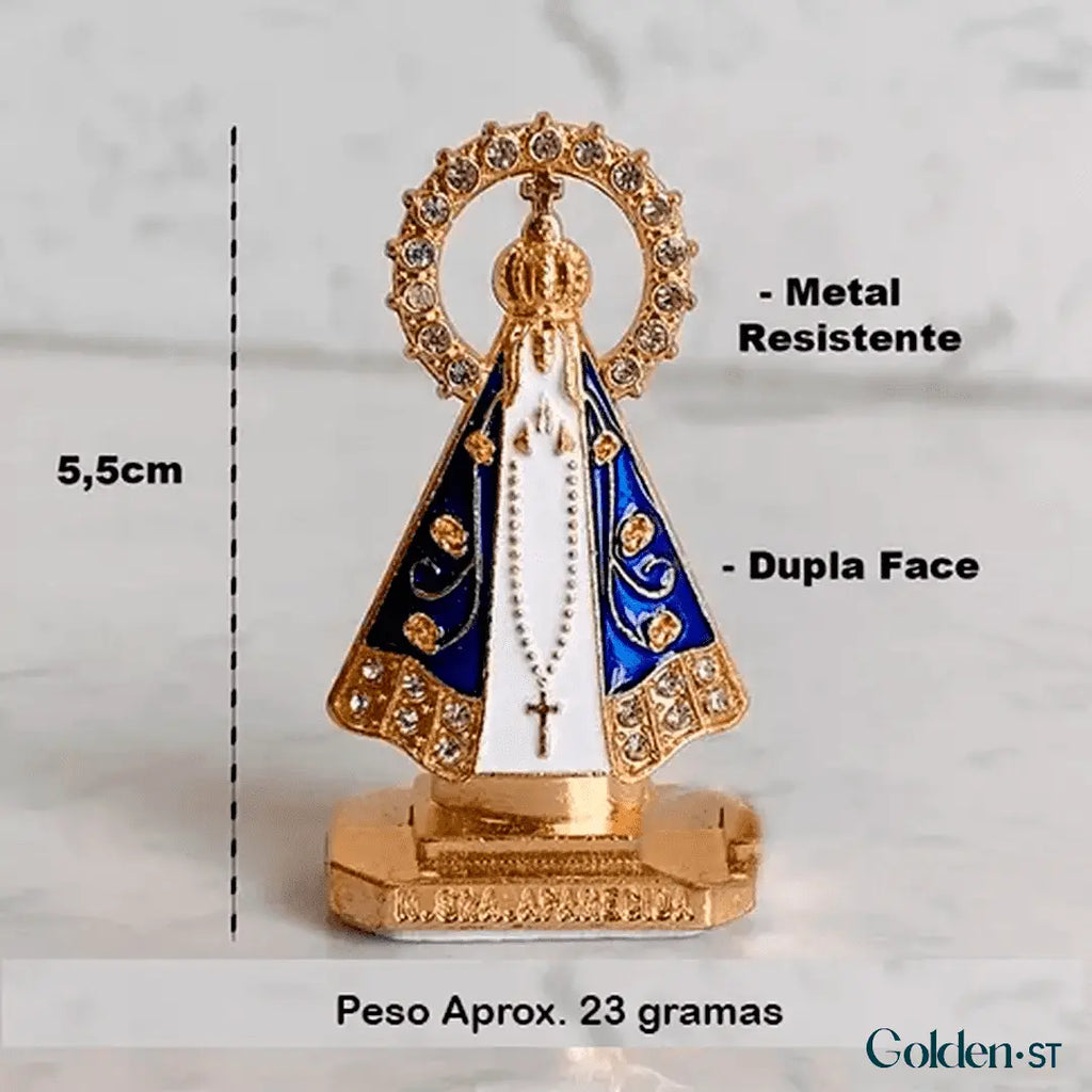 (OFERTA EXCLUSIVA) Imagem Nossa Senhora Aparecida - Dupla Face com Manto de Zircônia