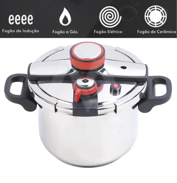 (PAGUE 1 LEVE 2) Panela de Pressão de Aço Inoxidável - À Prova De Explosões + BRINDE: Kit Utensílios