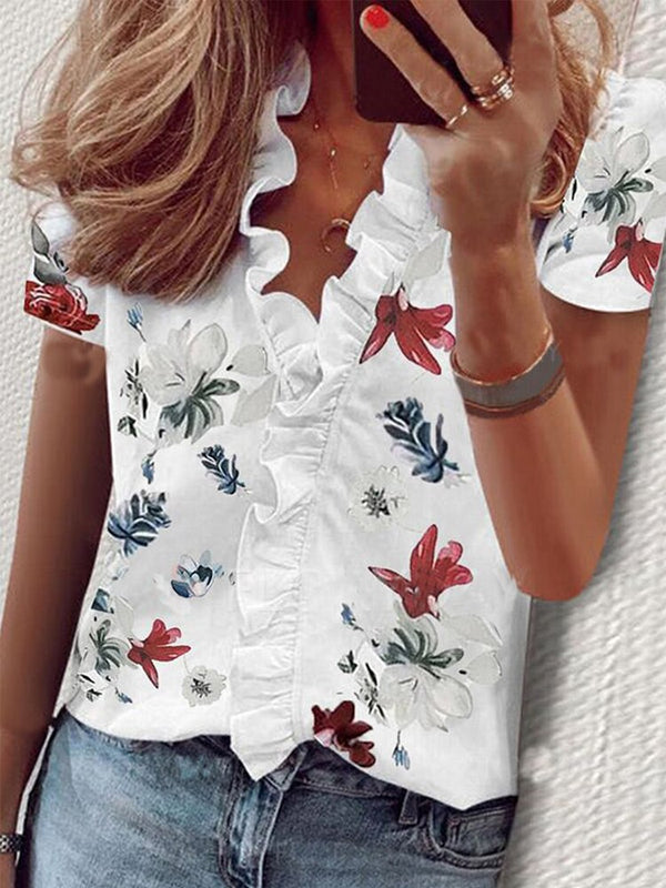 Blusa Amábile Com Estampa e Babado