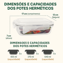 Kit 15 Potes Herméticos de Vidro + 10 Copos de Vidro Aruba de Brinde