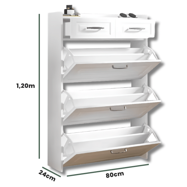 Armário de Sapatos com 3 Portas e 2 Gavetas + Mochila Brinde