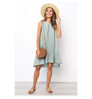 Vestido Carol Curto Assimétrico Babado na Barra