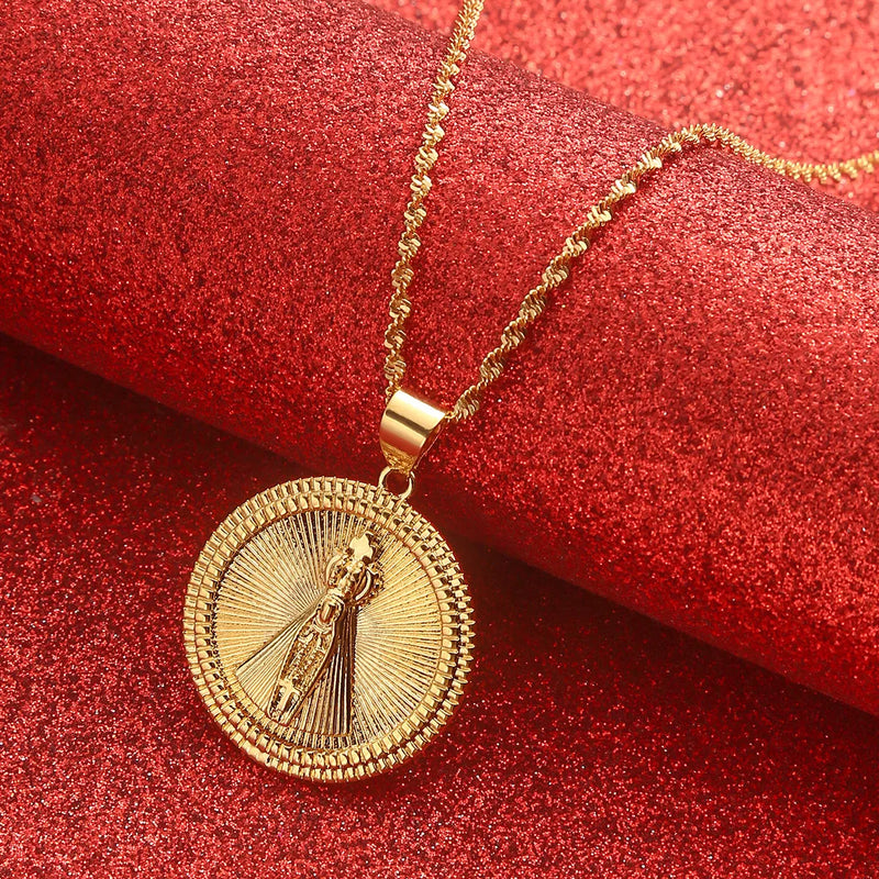 Colar Virgem Maria - Nossa Senhora Aparecida - Folheado a ouro