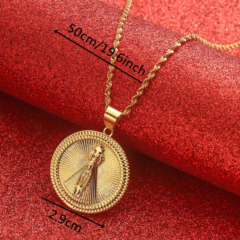 Colar Virgem Maria - Nossa Senhora Aparecida - Folheado a ouro