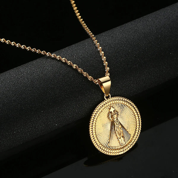 Colar Virgem Maria - Nossa Senhora Aparecida - Folheado a ouro