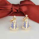 Par de Brincos Católicos - Folheado a Ouro com Zircônias