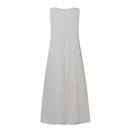 Vestido Eloá Midi sem Mangas Pregas no Decote e Bolsos Frontais