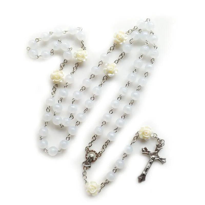 Terço Virgem Maria Branco Luminoso