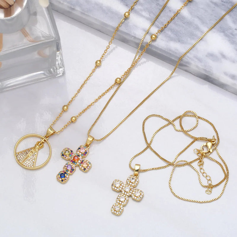 Colar Nossa Senhora Aparecida - Folheado a Ouro com Zircônias
