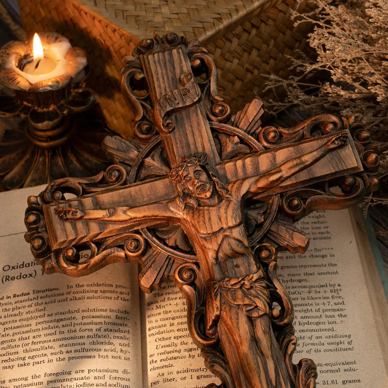 Crucifixo de Madeira Jesus Cristo - Cruz de Madeira Parede
