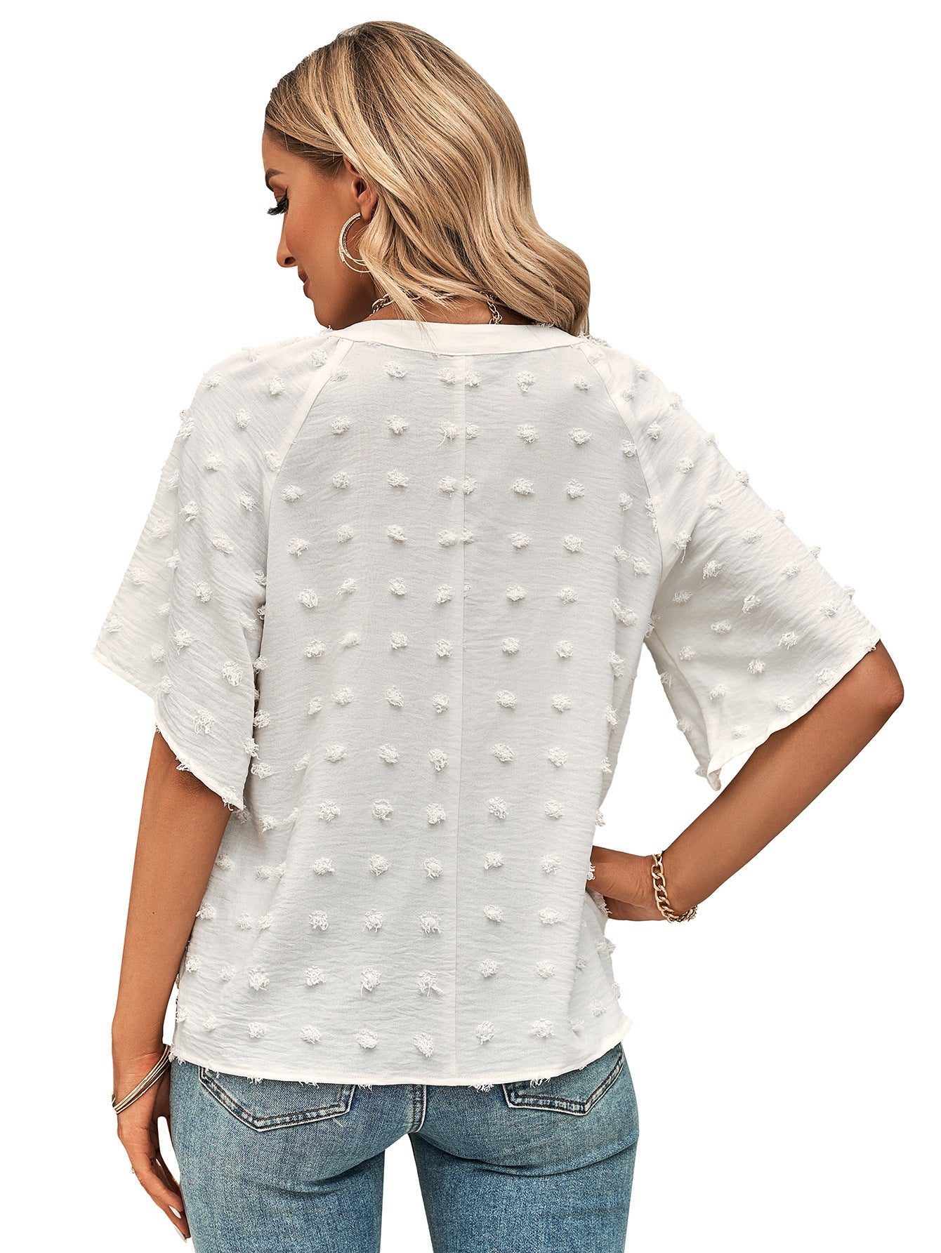 Blusa  Malú Tecido Texturizado Decote V