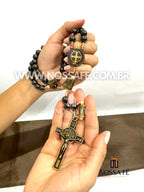[COMPRE 1 LEVE 2] Terço em Pedras Naturais Hematita Original com os Mistérios do Rosário - 40% de Desconto
