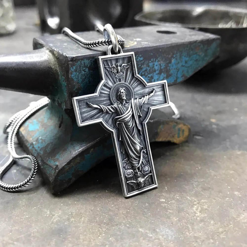 Colar Cruz de Ascensão de Jesus – Obrigado Pelo seu Amor e Perdão