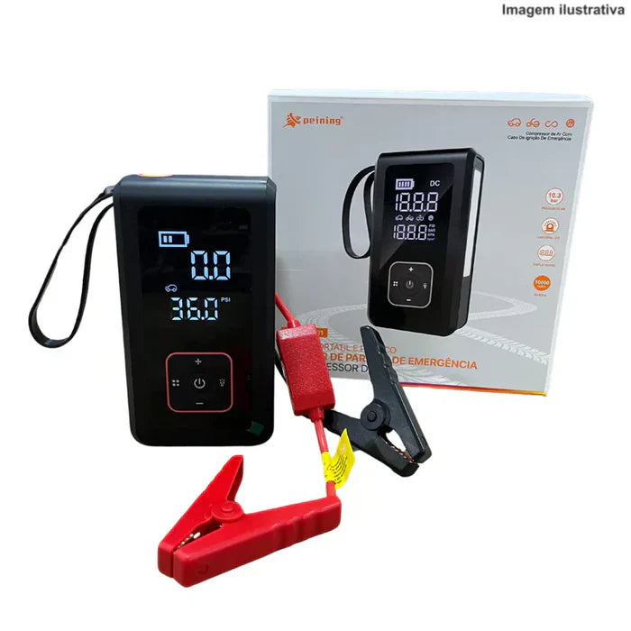 (ÚLTIMAS UNIDADES) KIT 3 EM 1 - CARREGADOR DE BATERIA + BOMBA DE AR PORTÁTIL + LANTERNA 450 LM